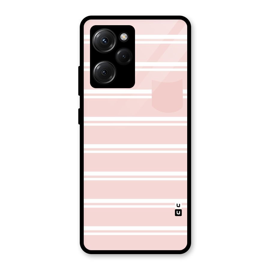 Cute Pocket Striped Glass Back Case for Poco X5 Pro
