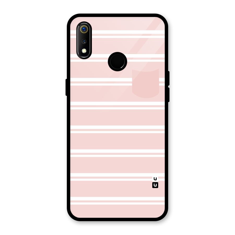 Cute Pocket Striped Glass Back Case for Realme 3i