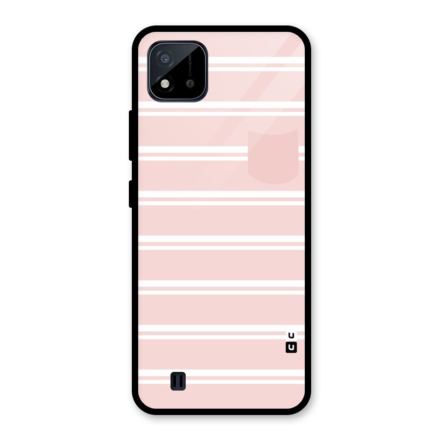 Cute Pocket Striped Glass Back Case for Realme C11 2021