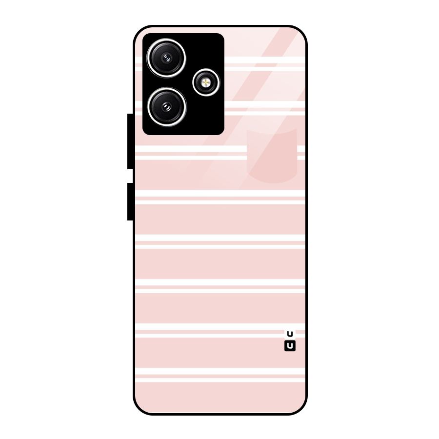 Cute Pocket Striped Glass Back Case for Redmi 12 5G