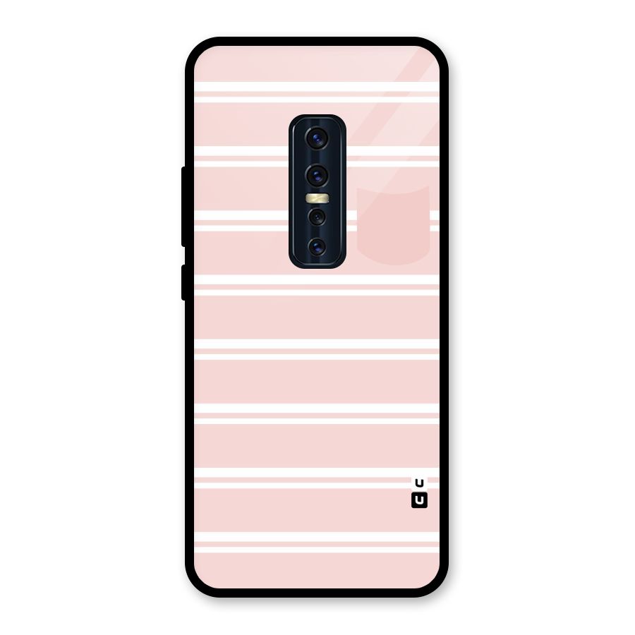 Cute Pocket Striped Glass Back Case for Vivo V17 Pro