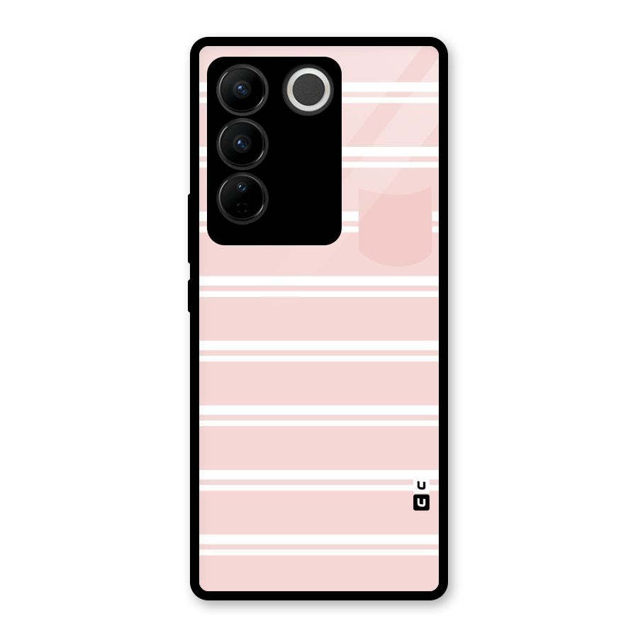 Cute Pocket Striped Glass Back Case for Vivo V27