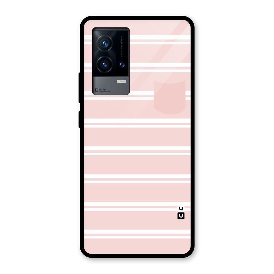 Cute Pocket Striped Glass Back Case for iQOO 9 5G