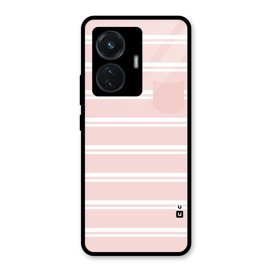Cute Pocket Striped Glass Back Case for iQOO Z6 44W