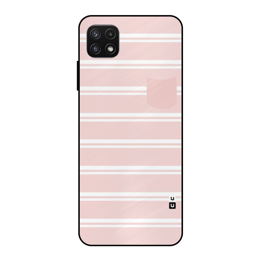 Cute Pocket Striped Metal Back Case for Galaxy A22 5G