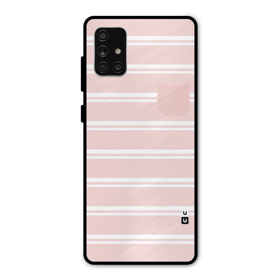 Cute Pocket Striped Metal Back Case for Galaxy A71
