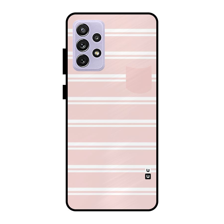 Cute Pocket Striped Metal Back Case for Galaxy A72
