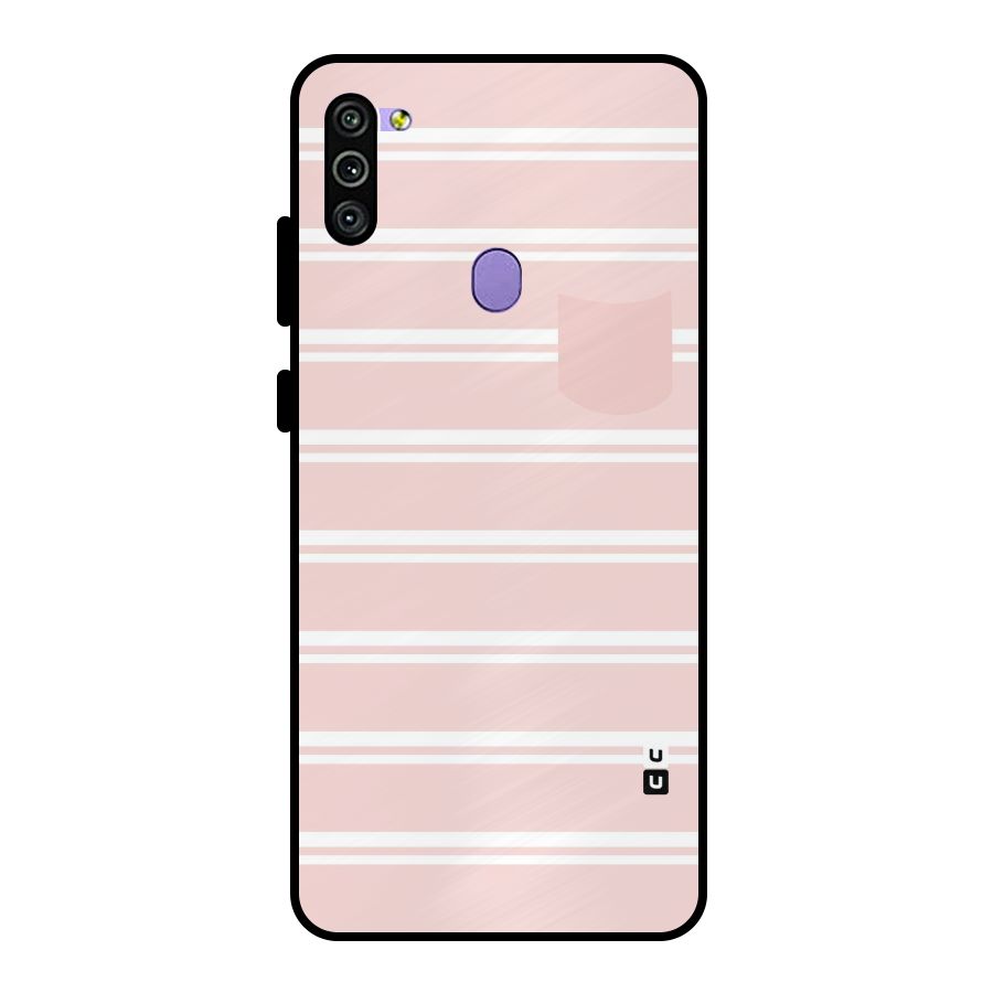 Cute Pocket Striped Metal Back Case for Galaxy M11