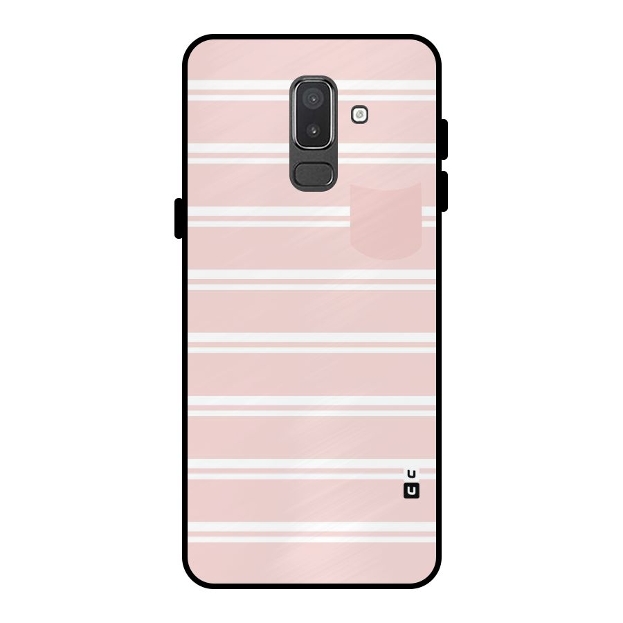 Cute Pocket Striped Metal Back Case for Galaxy On8 (2018)