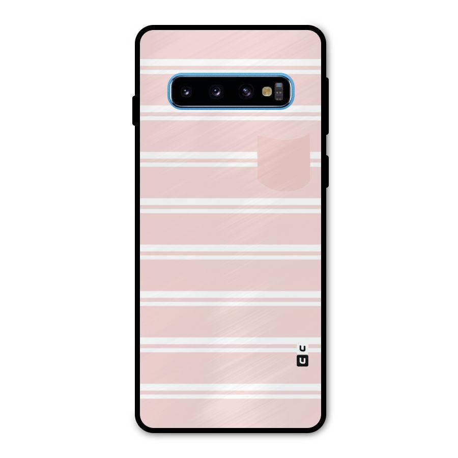 Cute Pocket Striped Metal Back Case for Galaxy S10
