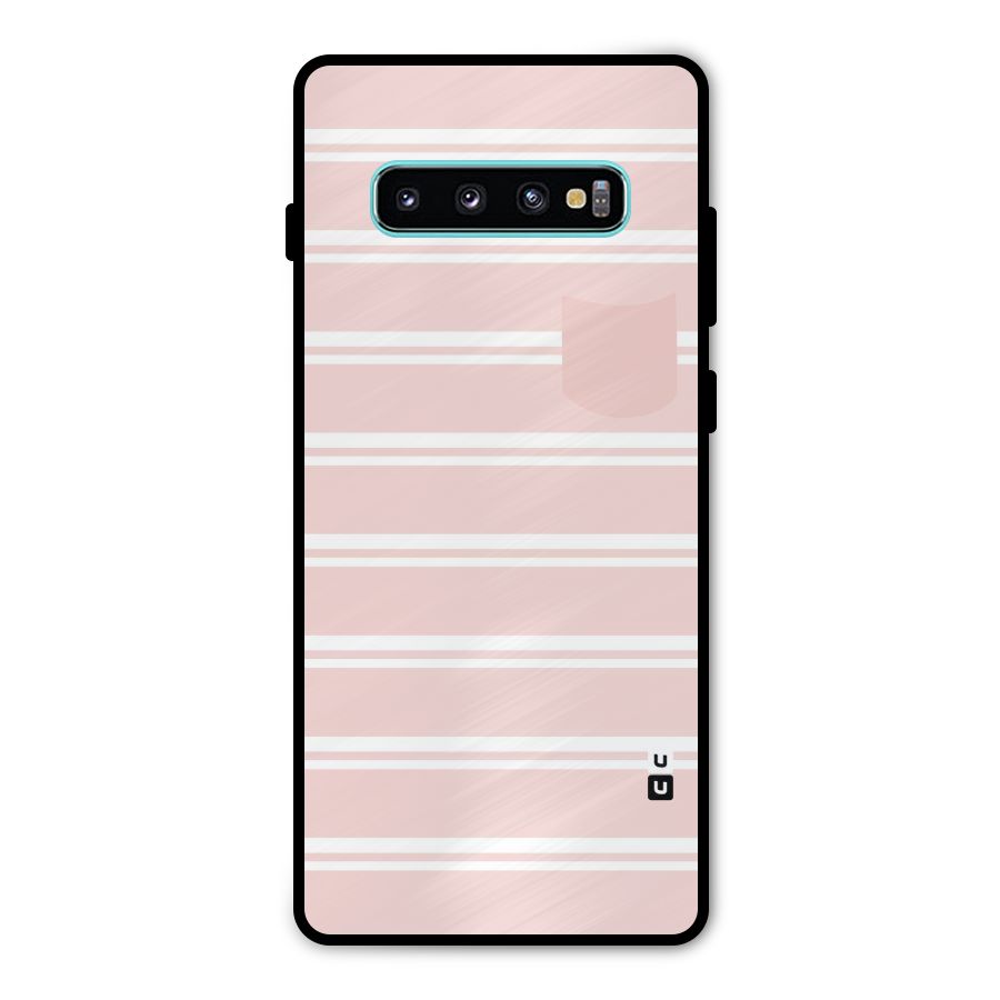 Cute Pocket Striped Metal Back Case for Galaxy S10 Plus