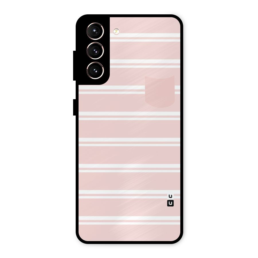 Cute Pocket Striped Metal Back Case for Galaxy S21 5G