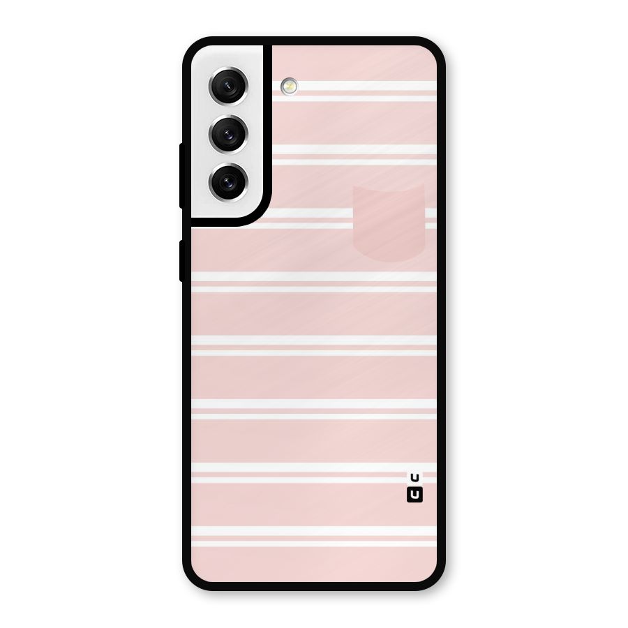 Cute Pocket Striped Metal Back Case for Galaxy S21 FE 5G