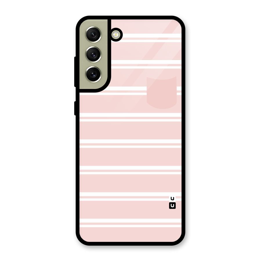 Cute Pocket Striped Metal Back Case for Galaxy S21 FE 5G (2023)