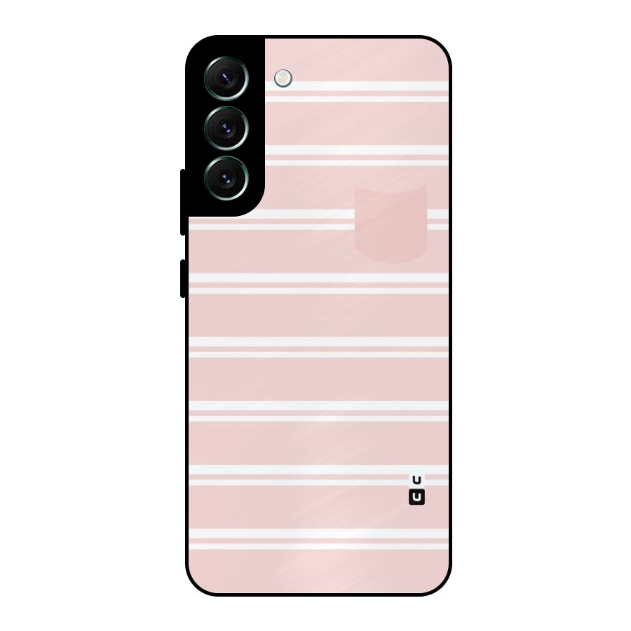 Cute Pocket Striped Metal Back Case for Galaxy S22 Plus 5G