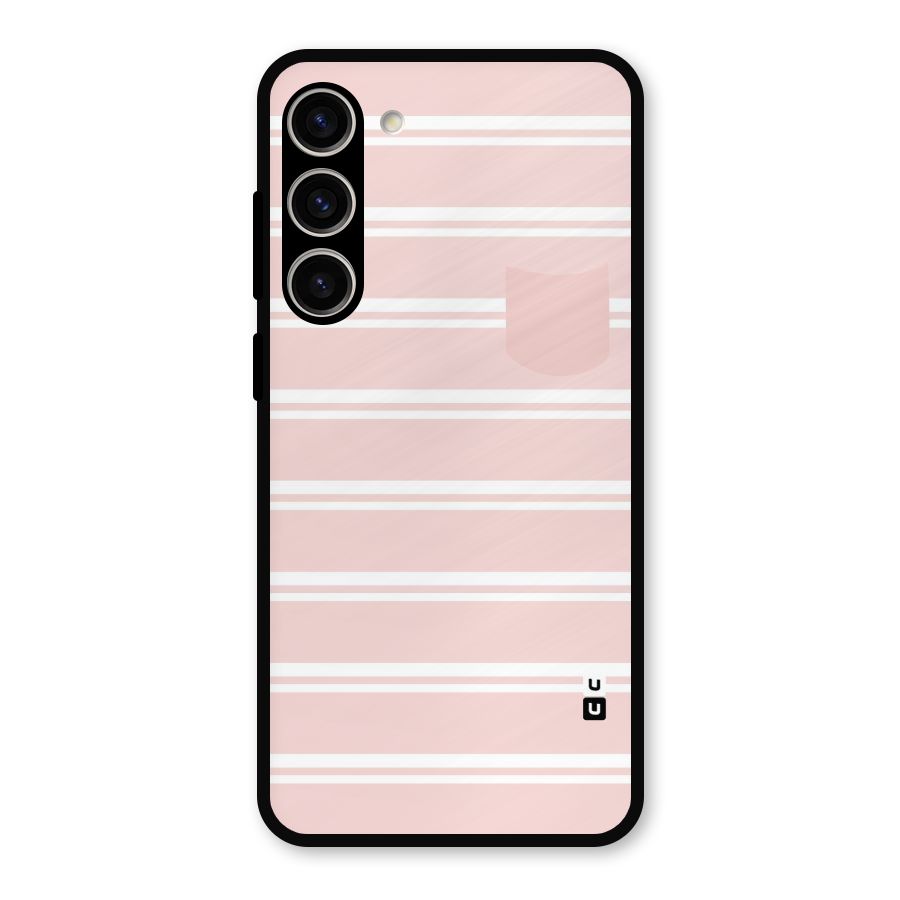 Cute Pocket Striped Metal Back Case for Galaxy S23 Plus