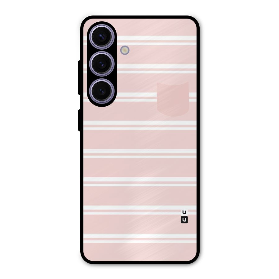 Cute Pocket Striped Metal Back Case for Galaxy S24