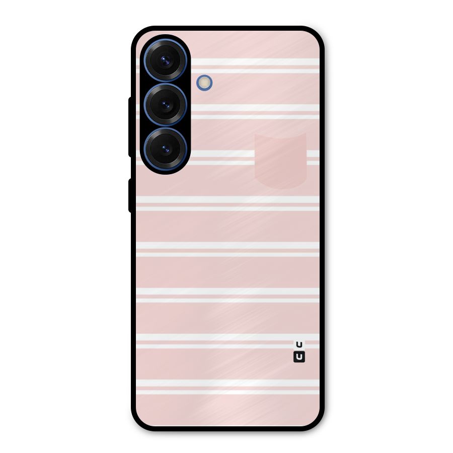 Cute Pocket Striped Metal Back Case for Galaxy S25