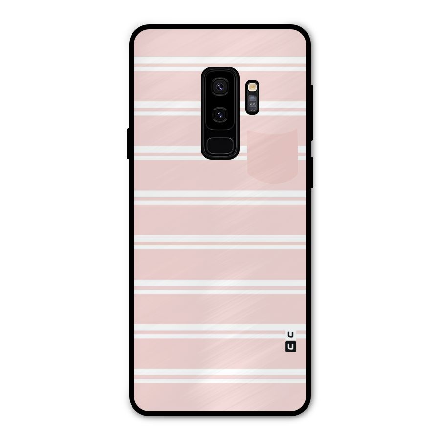 Cute Pocket Striped Metal Back Case for Galaxy S9 Plus