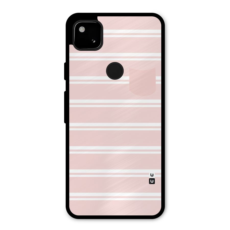 Cute Pocket Striped Metal Back Case for Google Pixel 4a