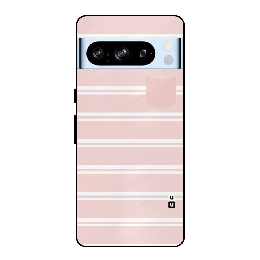 Cute Pocket Striped Metal Back Case for Google Pixel 8 Pro