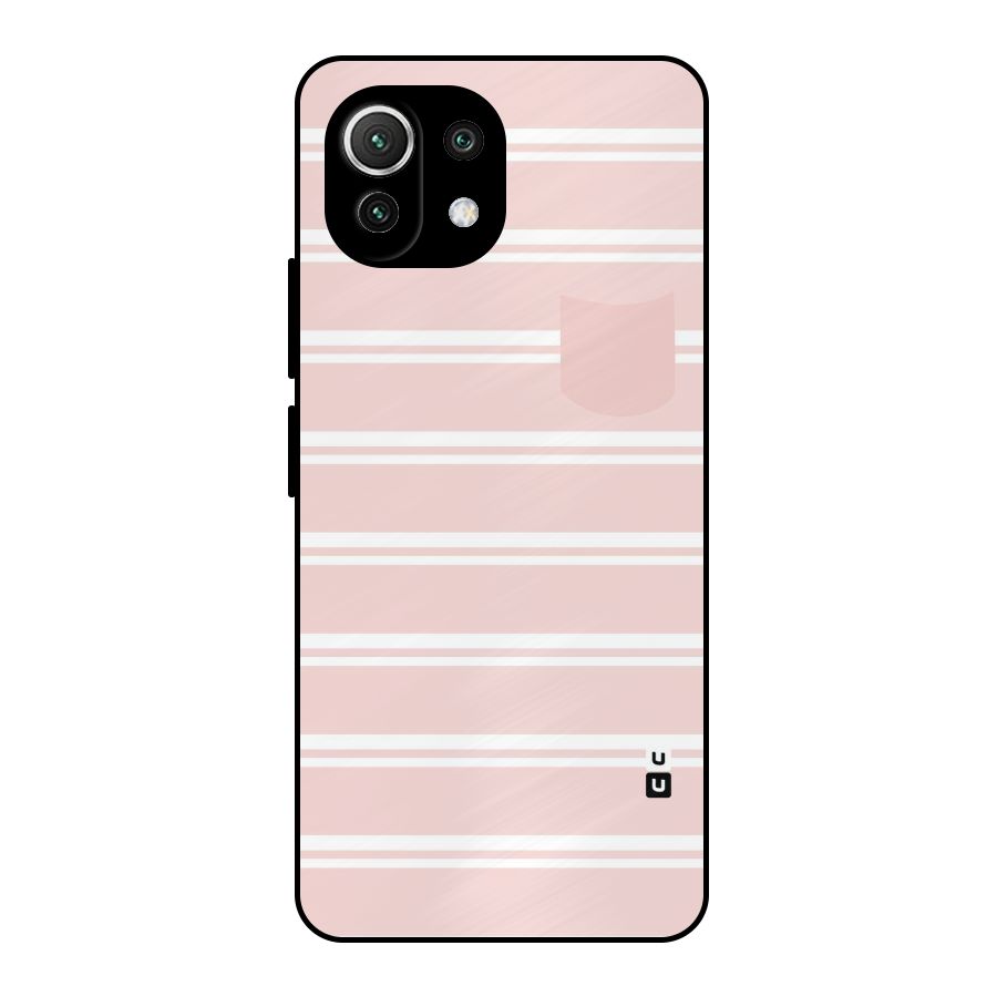 Cute Pocket Striped Metal Back Case for Mi 11 Lite NE 5G