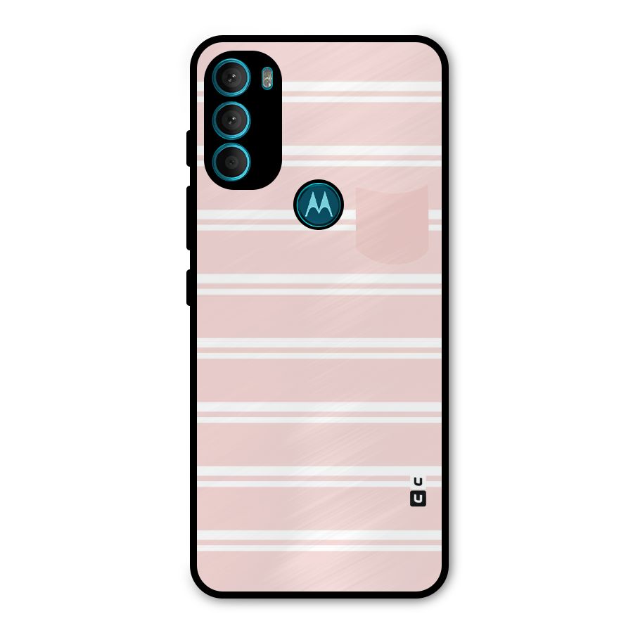 Cute Pocket Striped Metal Back Case for Moto G71 5G