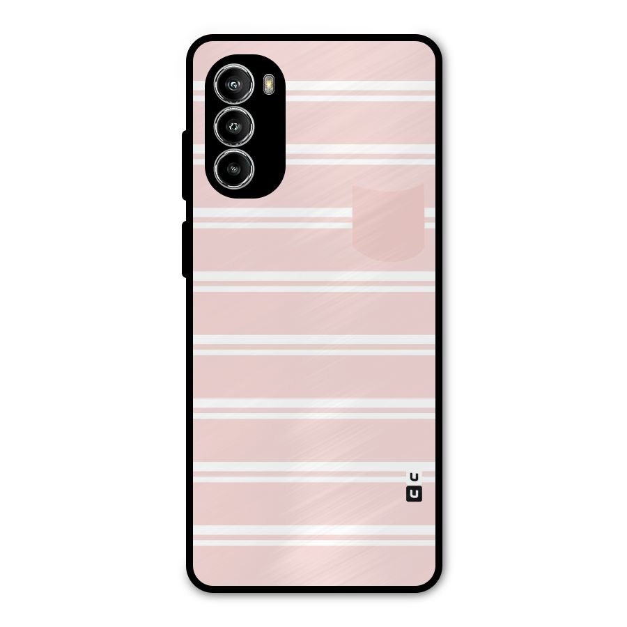 Cute Pocket Striped Metal Back Case for Moto G82