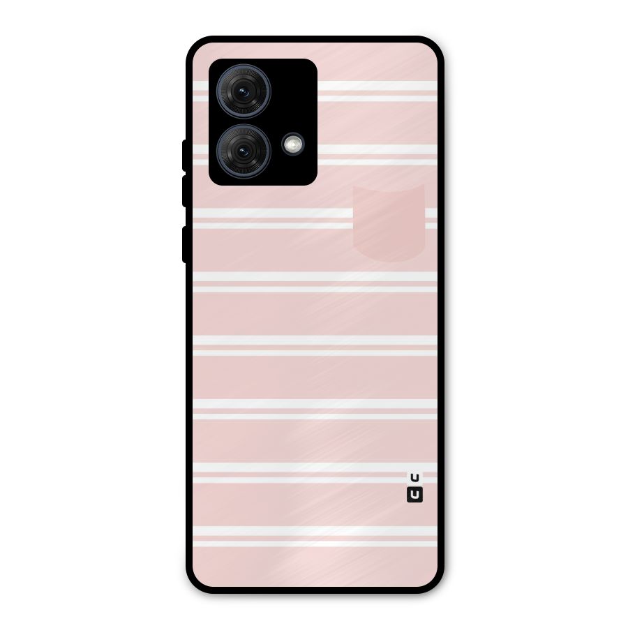 Cute Pocket Striped Metal Back Case for Moto G84