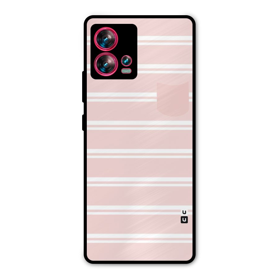 Cute Pocket Striped Metal Back Case for Motorola Edge 30 Fusion
