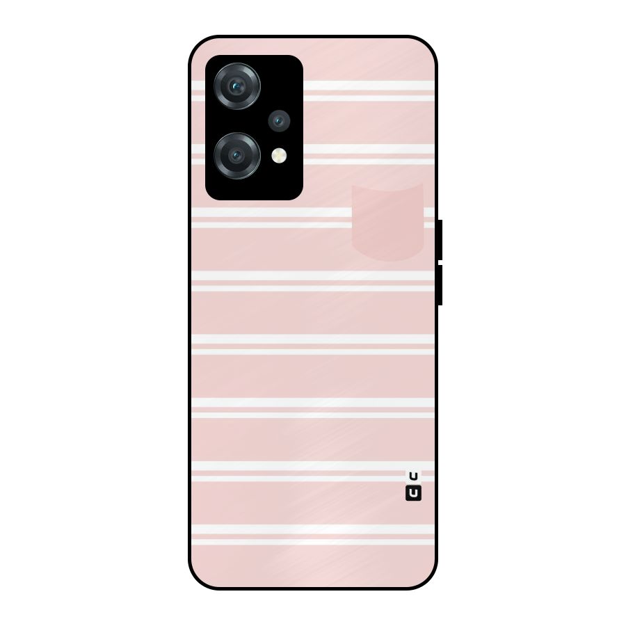 Cute Pocket Striped Metal Back Case for OnePlus Nord CE 2 Lite 5G