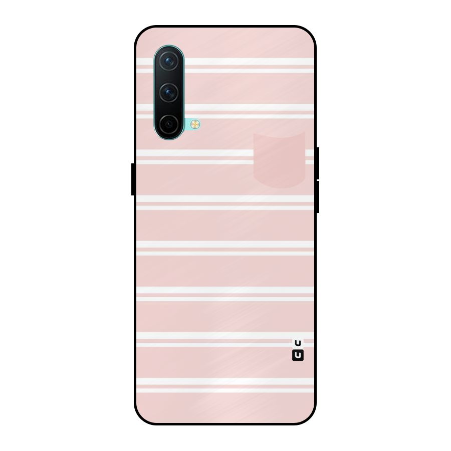 Cute Pocket Striped Metal Back Case for OnePlus Nord CE 5G