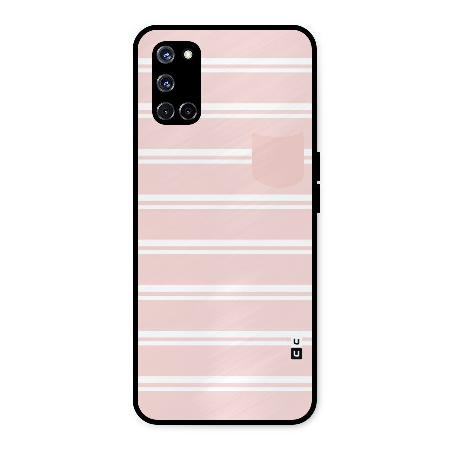 Cute Pocket Striped Metal Back Case for Oppo A52