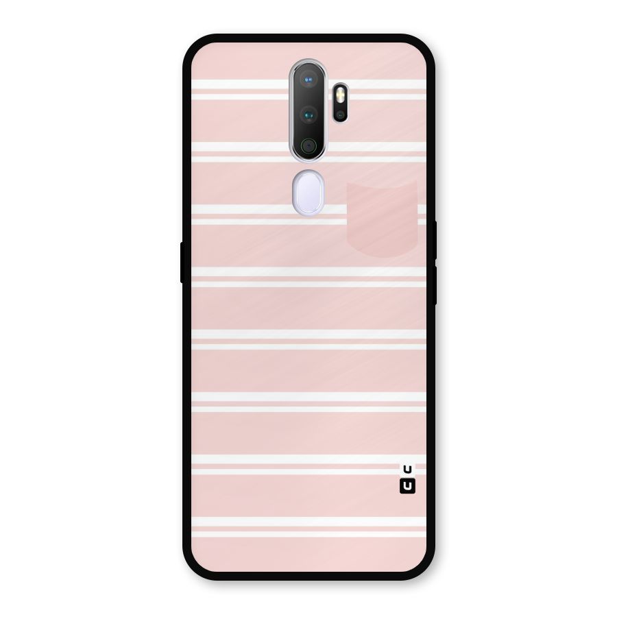 Cute Pocket Striped Metal Back Case for Oppo A9 (2020)