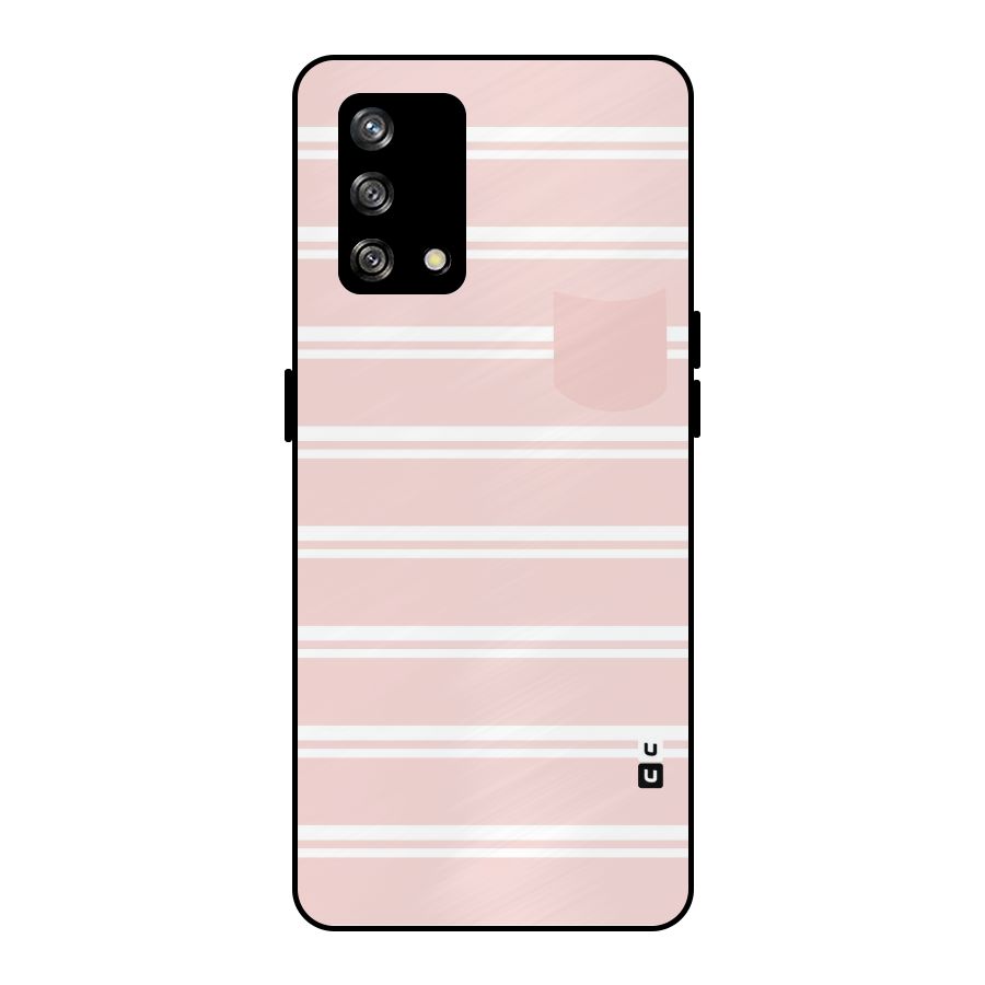 Cute Pocket Striped Metal Back Case for Oppo F19