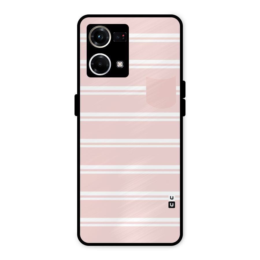 Cute Pocket Striped Metal Back Case for Oppo F21 Pro 4G