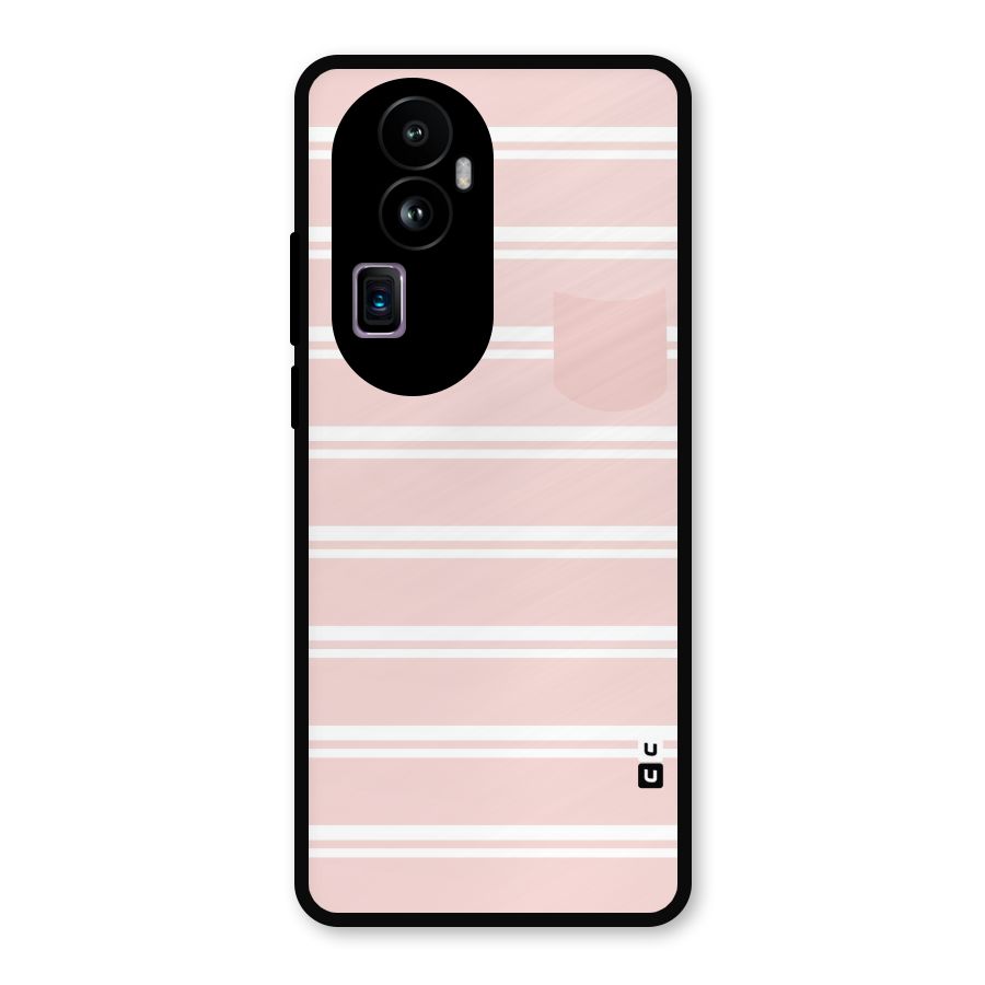 Cute Pocket Striped Metal Back Case for Oppo Reno10 Pro Plus