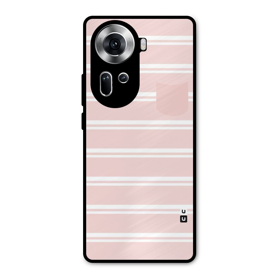 Cute Pocket Striped Metal Back Case for Oppo Reno11 5G