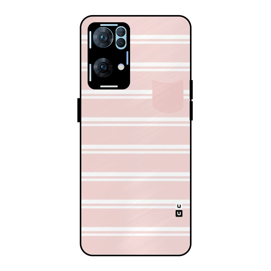 Cute Pocket Striped Metal Back Case for Oppo Reno7 Pro 5G
