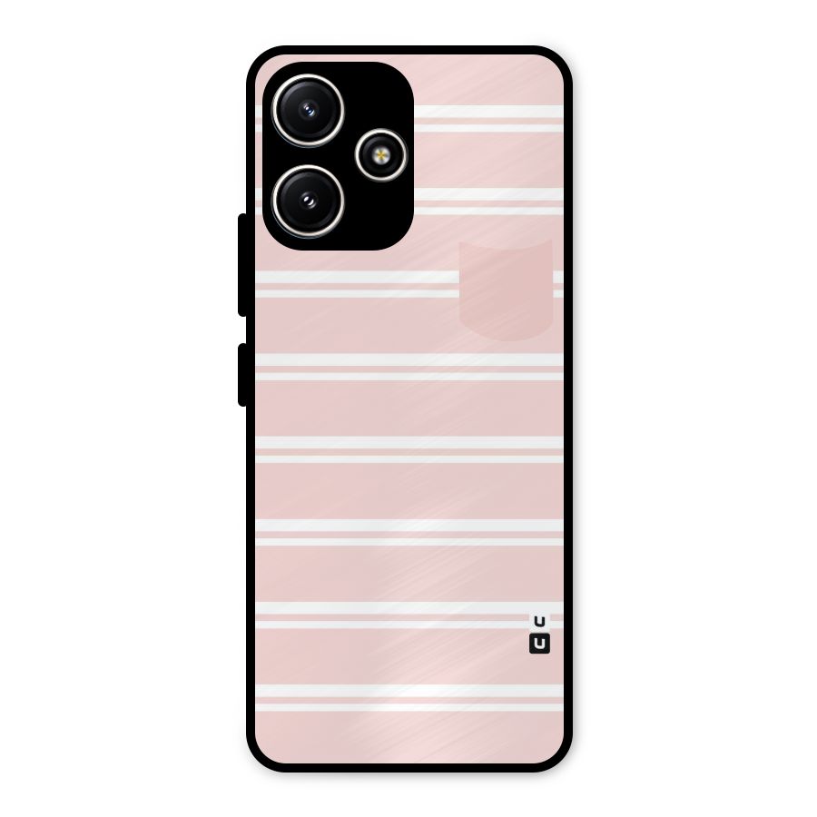 Cute Pocket Striped Metal Back Case for Poco M6 Pro