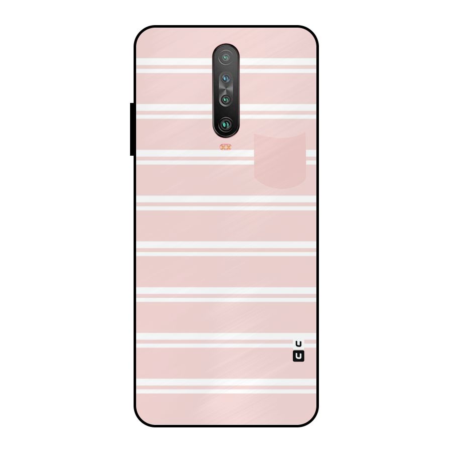 Cute Pocket Striped Metal Back Case for Poco X2