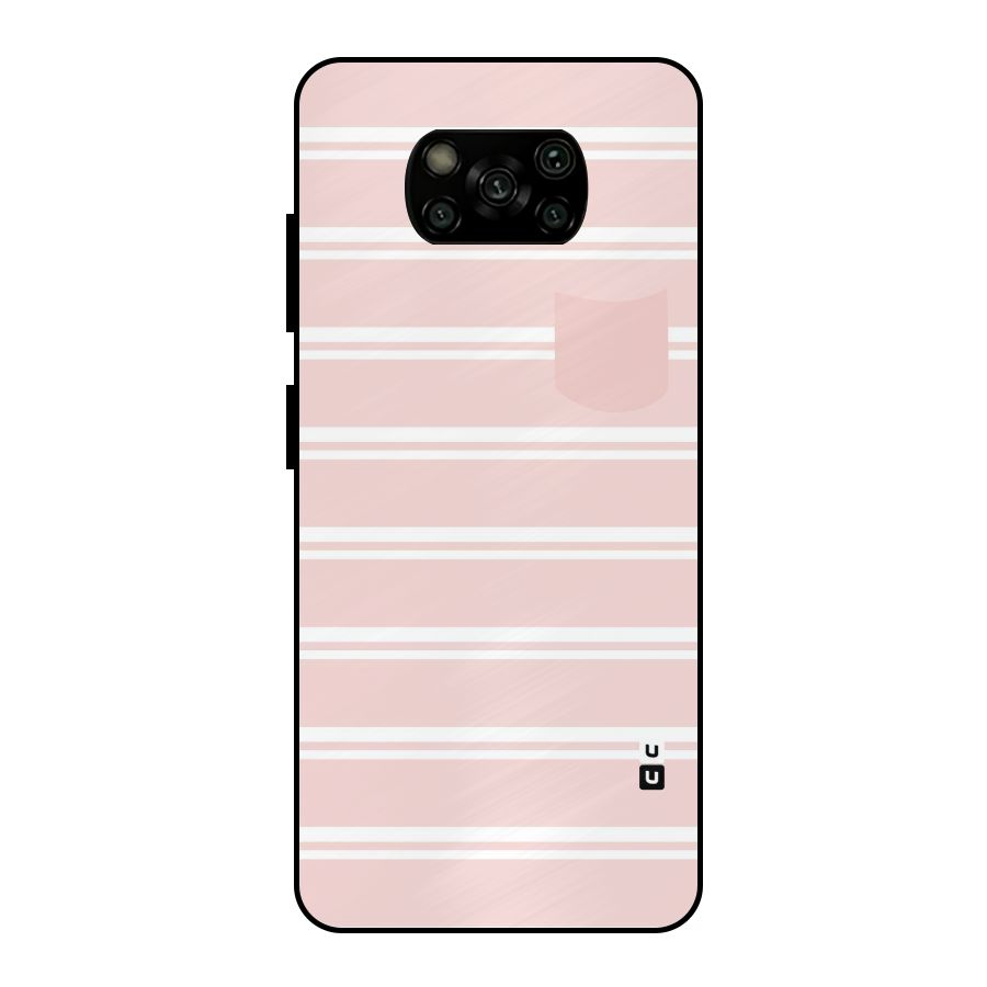 Cute Pocket Striped Metal Back Case for Poco X3