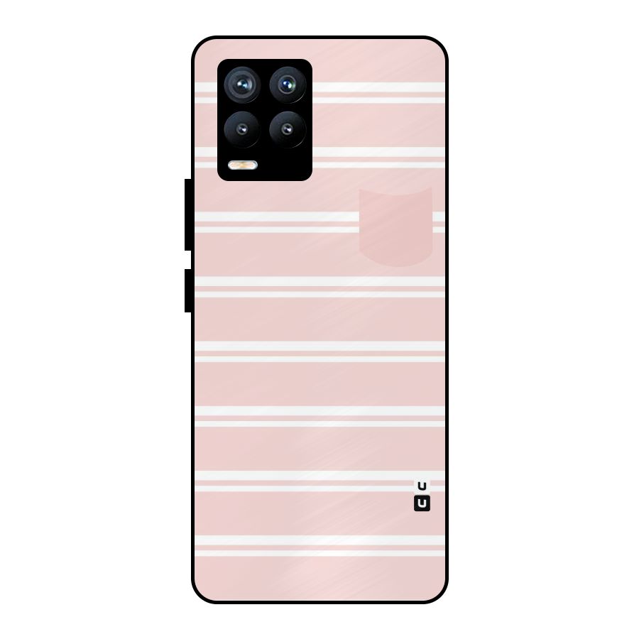 Cute Pocket Striped Metal Back Case for Realme 8 Pro