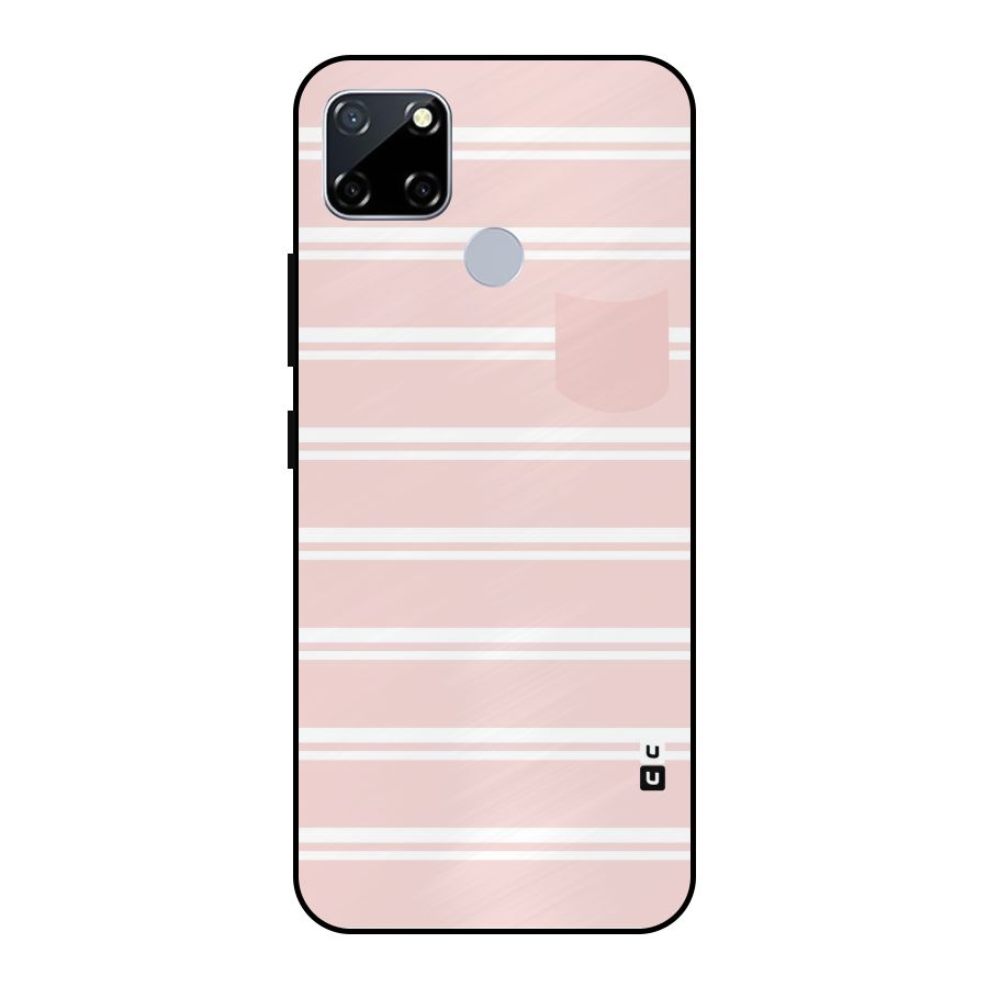 Cute Pocket Striped Metal Back Case for Realme Narzo 30A