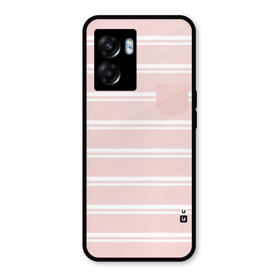 Cute Pocket Striped Metal Back Case for Realme Narzo 50 5G