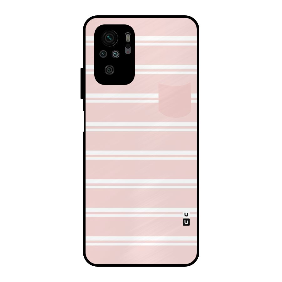 Cute Pocket Striped Metal Back Case for Redmi Note 10S