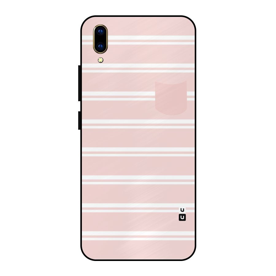 Cute Pocket Striped Metal Back Case for Vivo V11 Pro