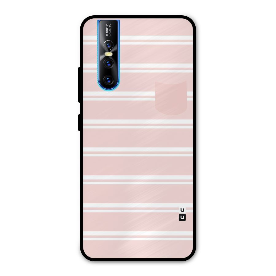 Cute Pocket Striped Metal Back Case for Vivo V15 Pro