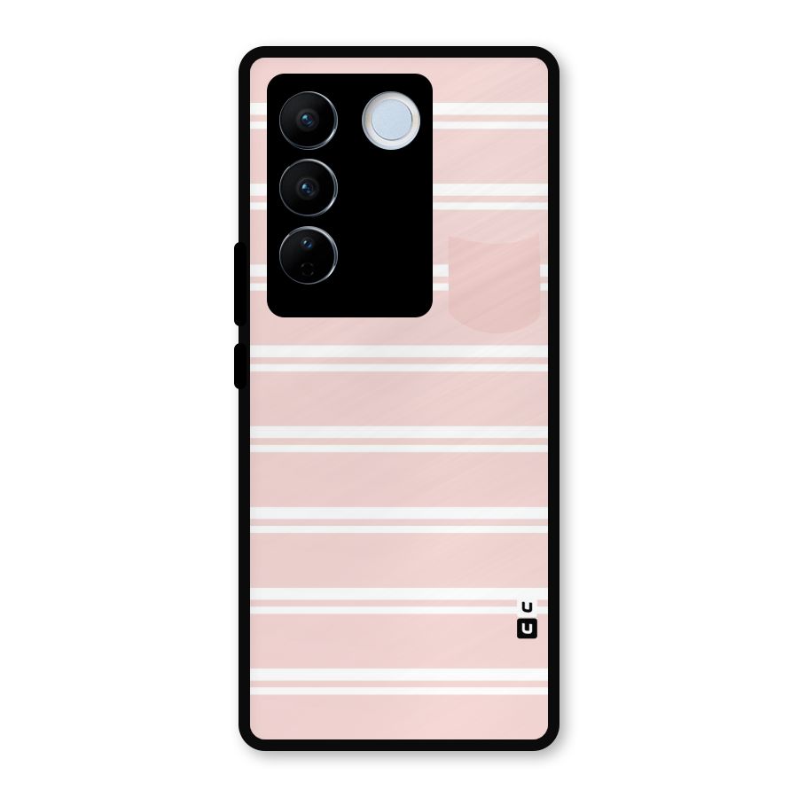 Cute Pocket Striped Metal Back Case for Vivo V27