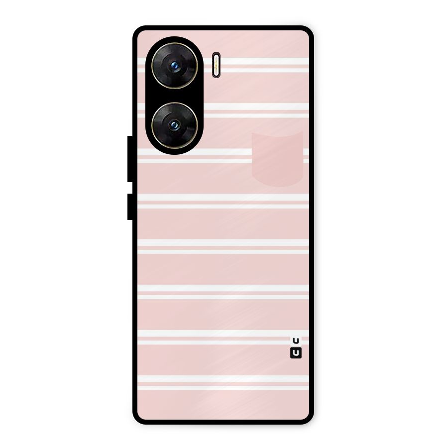 Cute Pocket Striped Metal Back Case for Vivo V29e